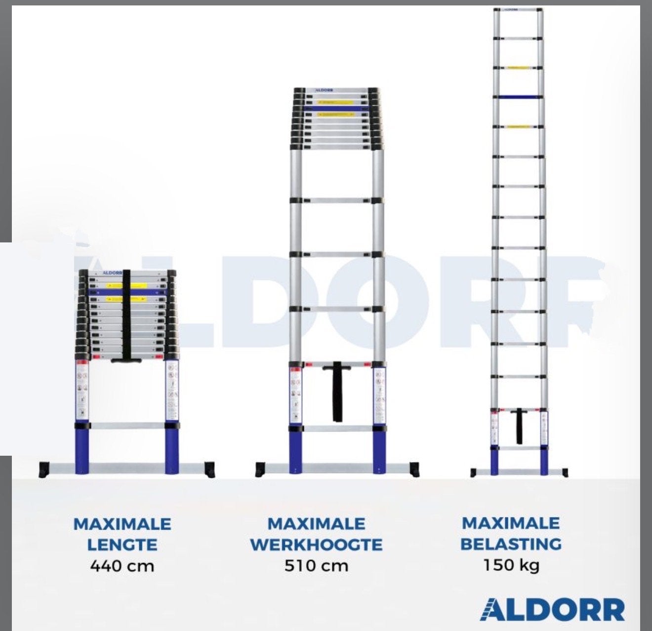 Aldorr Telescopische Ladder 4.40m - Compact & Veilig, Nieuw, Ophalen of Verzenden, Ladder, Opvouwbaar of Inschuifbaar