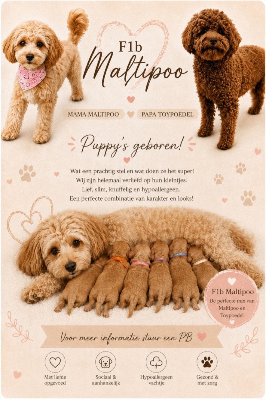 maltipoo pups, Dieren en Toebehoren, Honden | Niet-rashonden, 8 tot 15 weken, Meerdere, Meerdere dieren, Klein