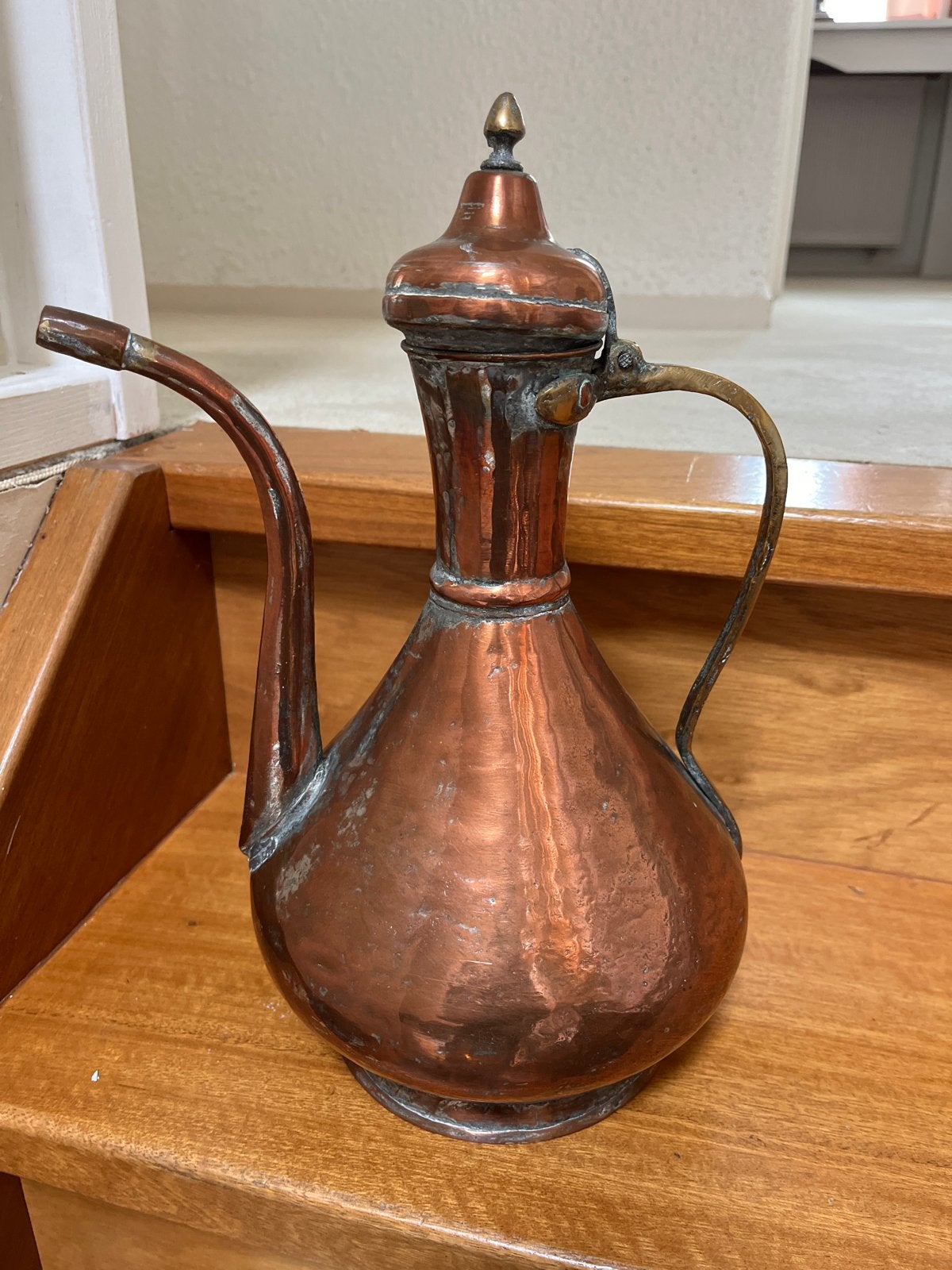 Antieke koperen kan met deksel - Vintage decoratie, Antiek en Kunst, Ophalen