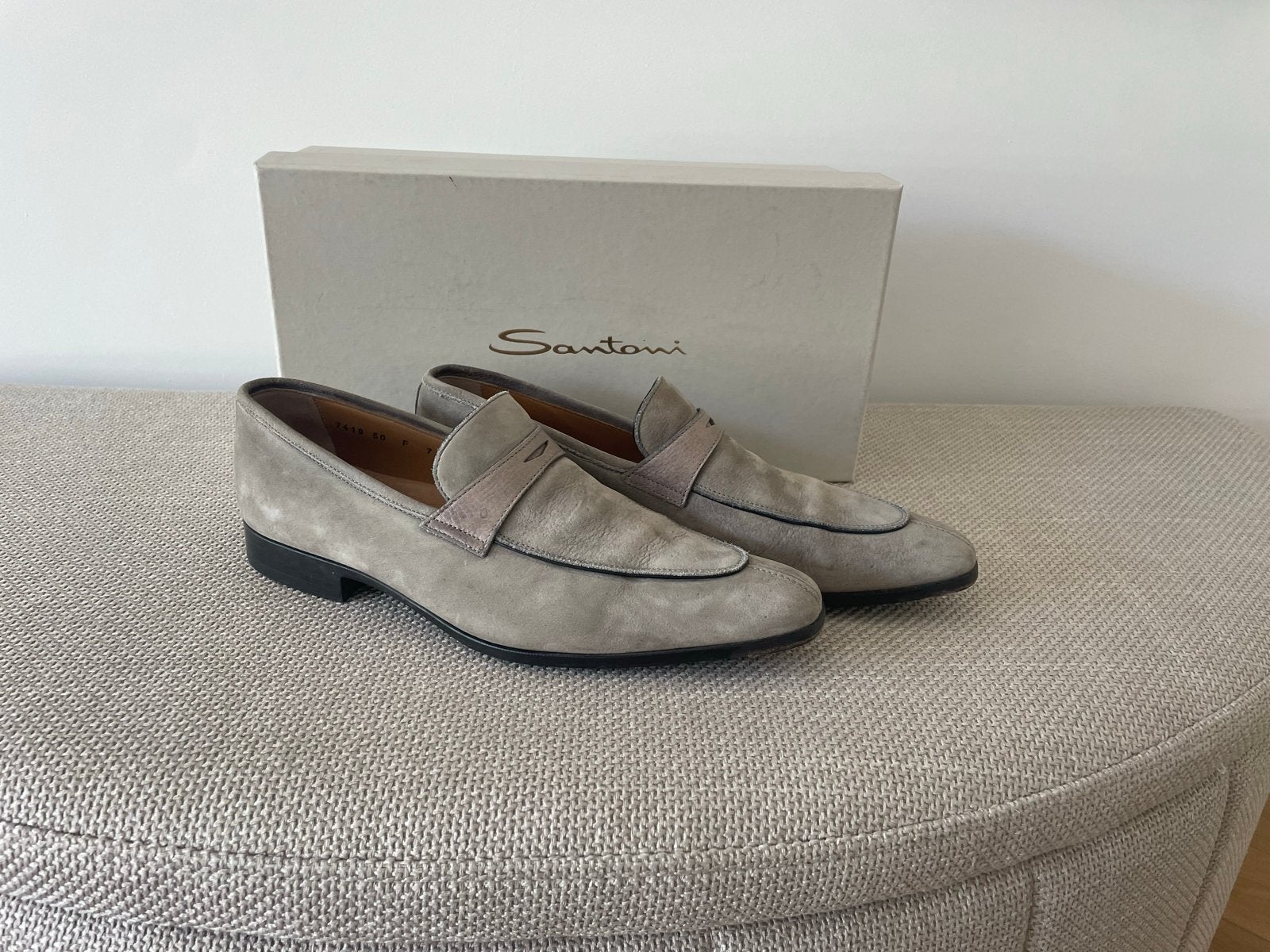 Santoni instapper greige ( grijs/beige) mt 7, zgan, Kleding | Heren, Schoenen, Loafers, Overige kleuren, Ophalen of Verzenden