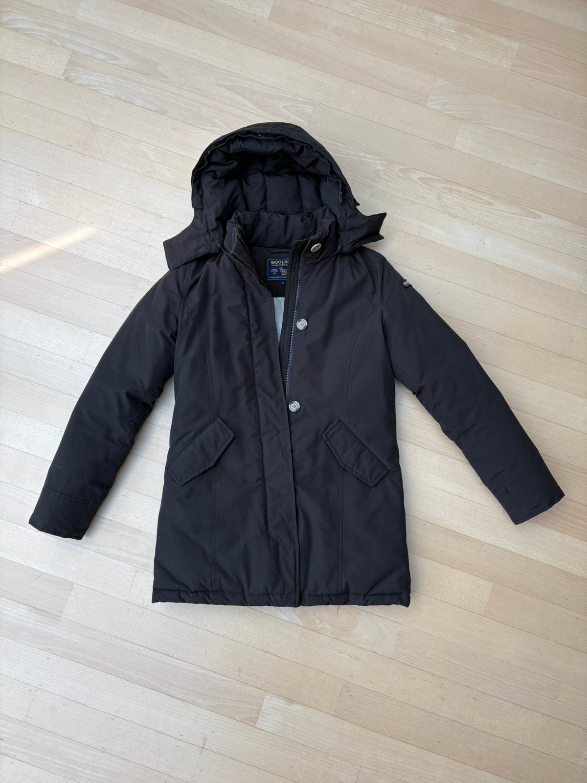 Woolrich parka donkerbruin maat 14, Ophalen of Verzenden, Gebruikt, Meisje, Jas