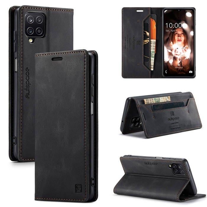 Luxe Flip Case Set met Kaarthouder voor Galaxy A12 5G _Blauw, Verzenden, Nieuw, Hoesje of Tasje