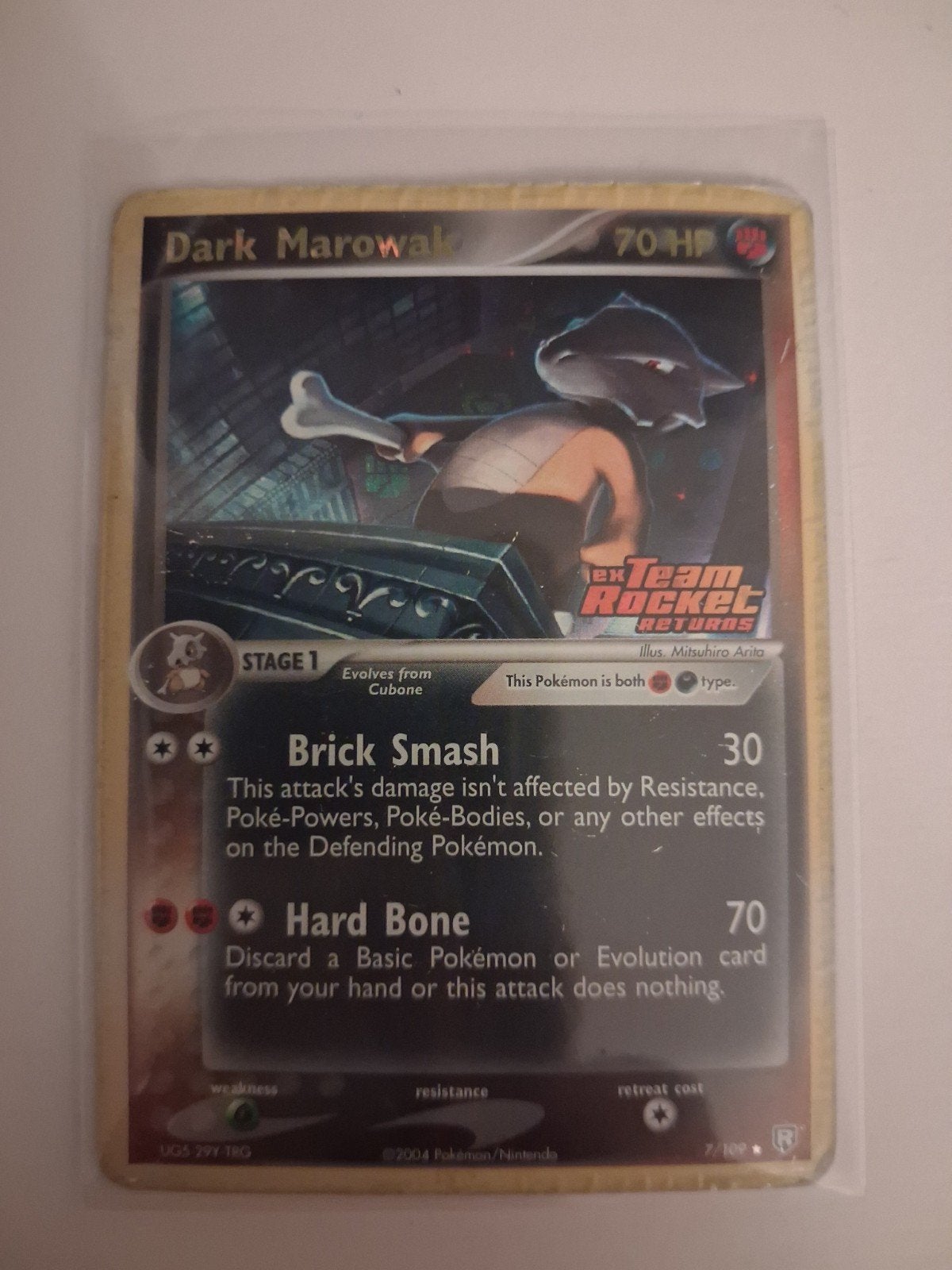 Dark Marowak Pokémon kaart - 7/109  stamped Team Rocket Retu, Ophalen of Verzenden, Zo goed als nieuw, Losse kaart