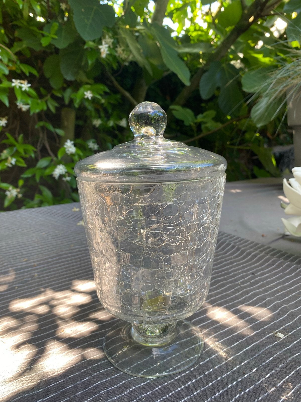 Decoratieve glazen pot met deksel - Craquelé effect, Ophalen of Verzenden