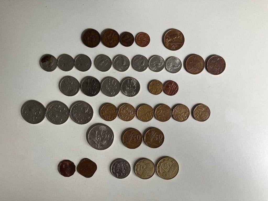 Zuid-Afrika, 38 munten, 1965-2008 incl. Namibie en Swaziland, Ophalen of Verzenden, Overige landen, Losse munt