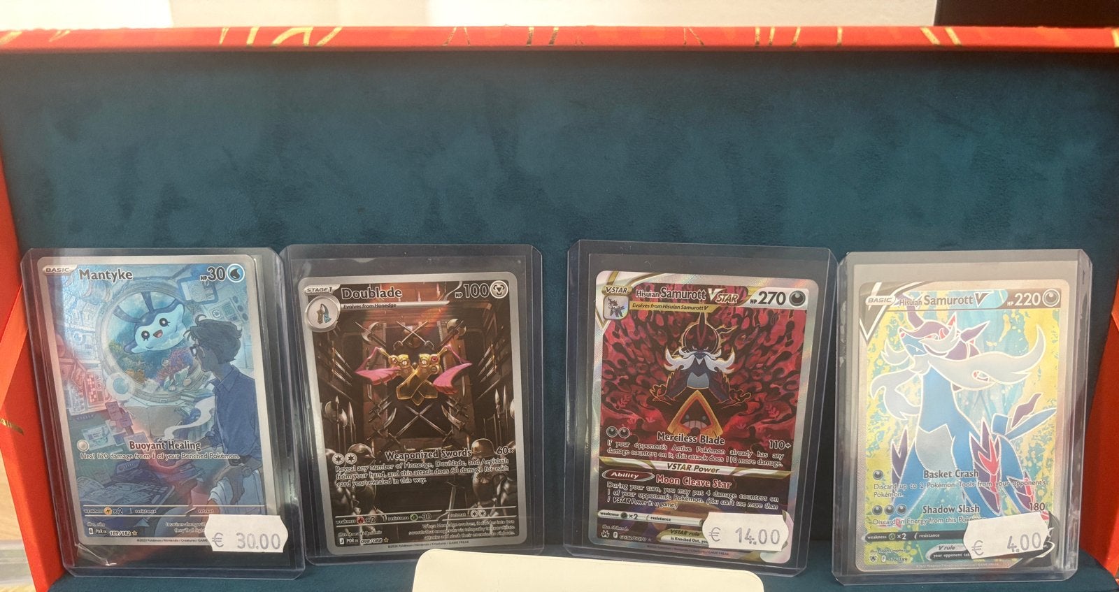 Pokémon TCG: Mantyke, Samurott V, Hisuian Samurott V, Ophalen of Verzenden, Zo goed als nieuw, Meerdere kaarten