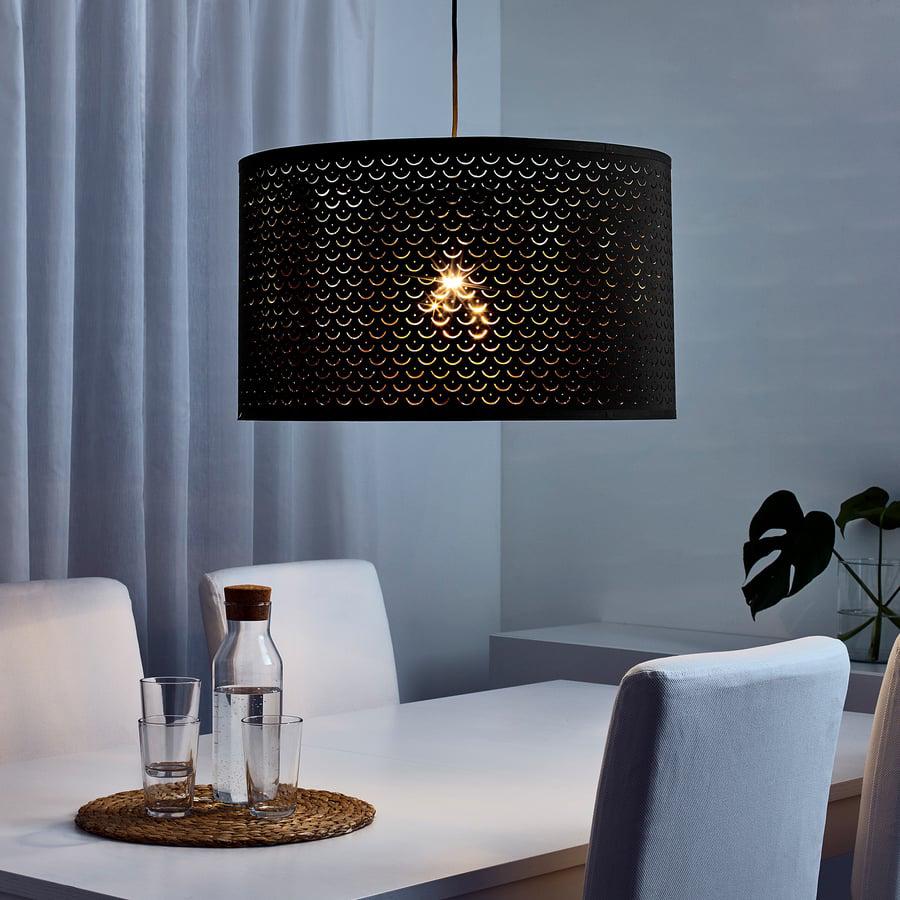 2 stuks NYMÖ Lampenkap, zwart/messingkleur, 59 cm ikea, Huis en Inrichting, Lampen | Lampenkappen, Ophalen, Zwart, Rond, Zo goed als nieuw