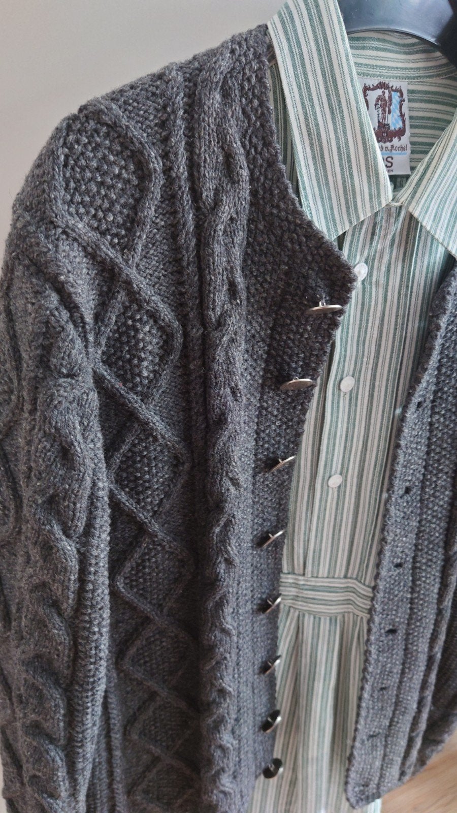 Heren Trachten vest uit Beieren ( Unisex), Ophalen of Verzenden, Grijs, Gedragen, Maat 48/50 (M)