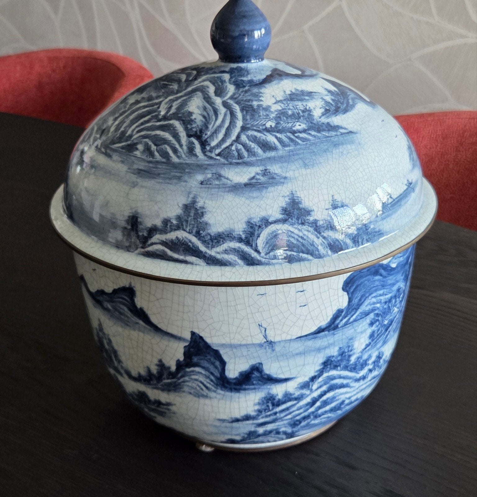 Antieke Chinese Porseleinen Potten met Blauw-Witte Decoratie, Ophalen