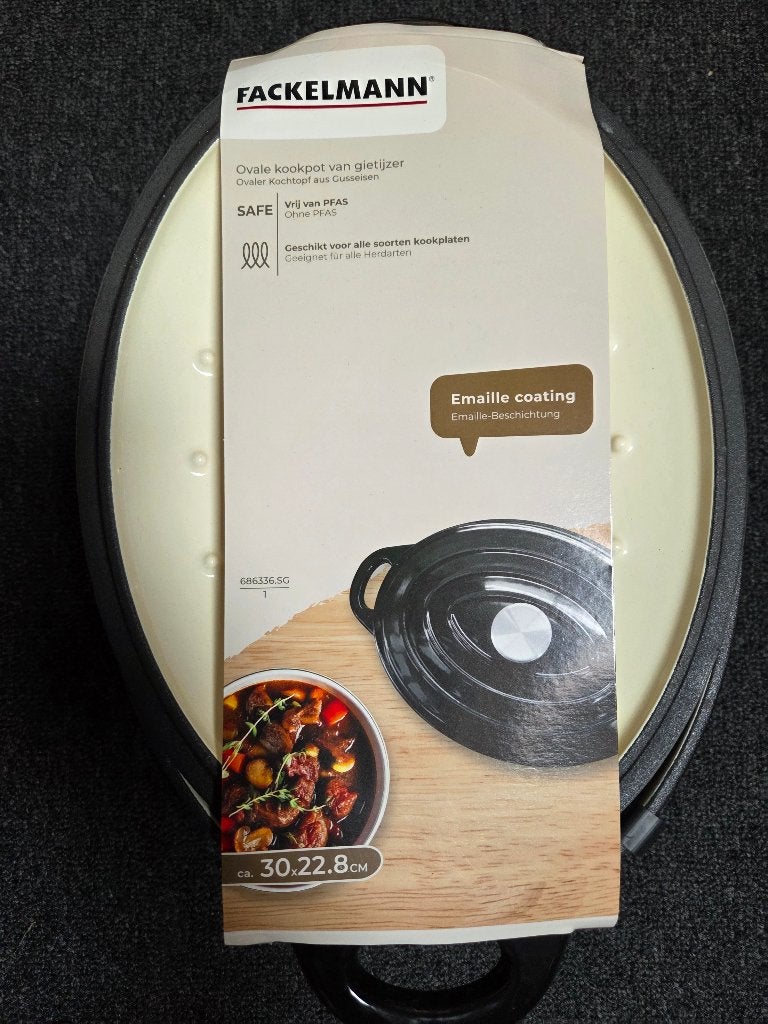 NIEUW Fackelmann Gietijzeren Braadpan - Zwart, 30x22.8cm, Gietijzer, Nieuw, Ophalen of Verzenden, Keramische plaat
