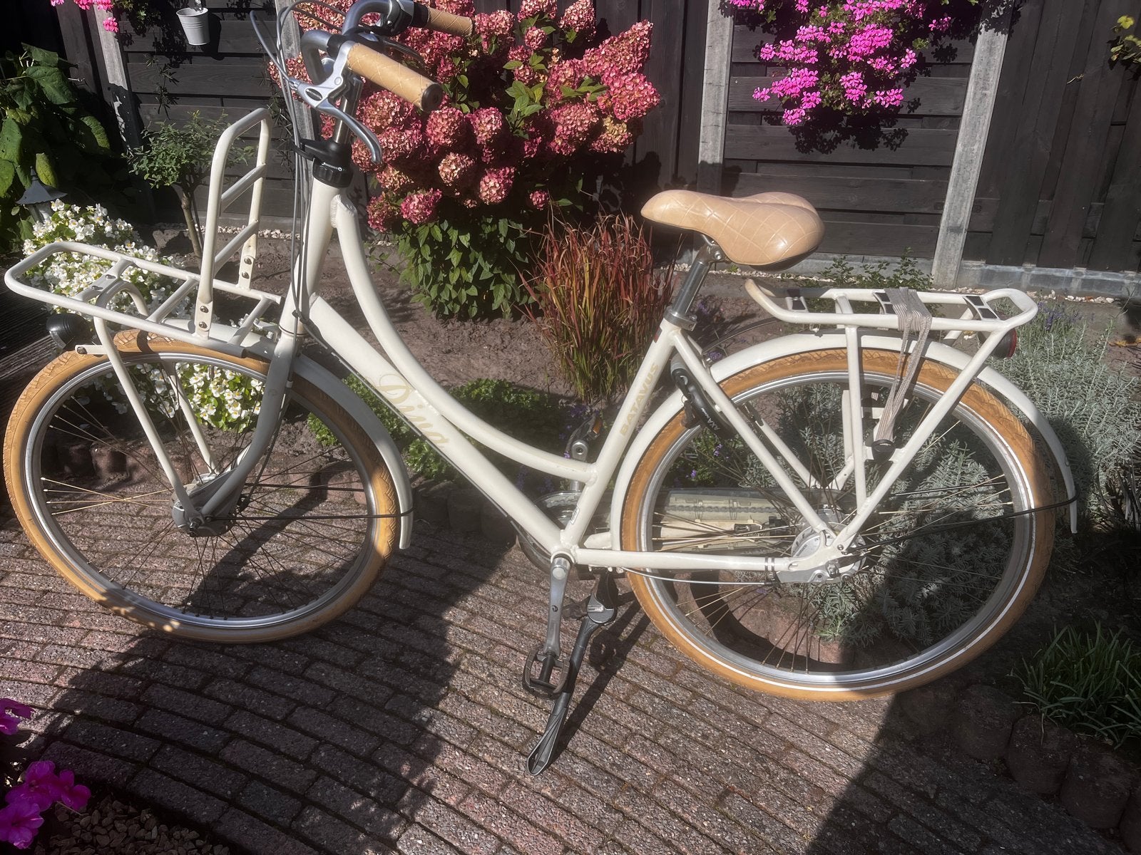 Batavus Diva Damesfiets - Crème met Voordrager, Ophalen, Velgrem, Batavus, 50 tot 53 cm