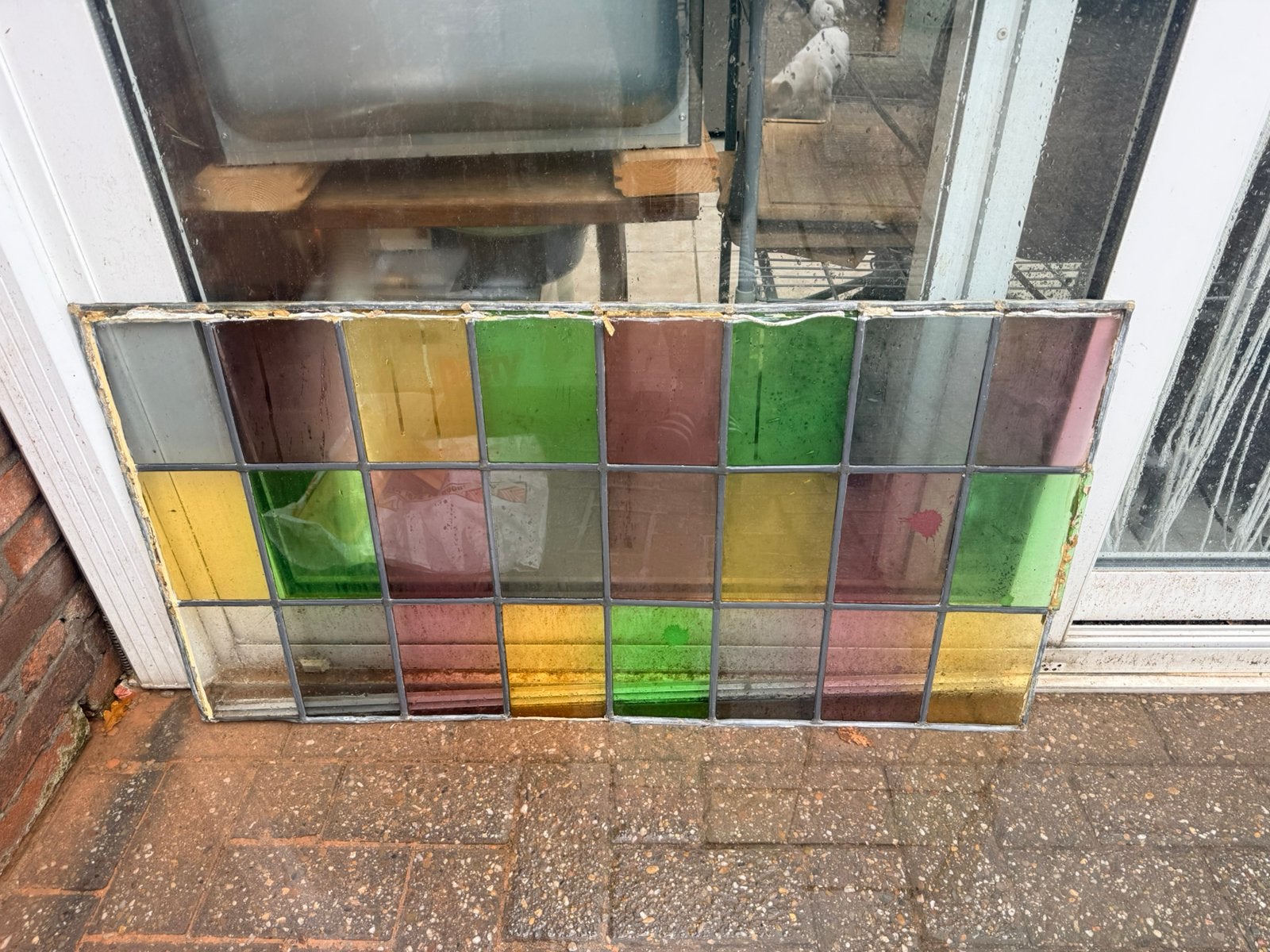 Glas in lood raam, Doe-het-zelf en Verbouw, Glas en Ramen, Ophalen, Gevelraam of Ruit, Gebruikt, 80 tot 120 cm
