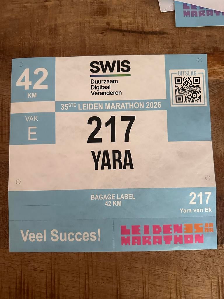 Leiden Marathon 2026 Startnummer 42 KM, Overige merken, Overige typen, Nieuw, Ophalen of Verzenden