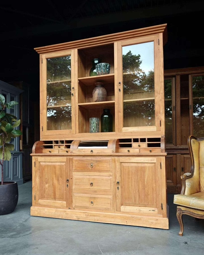 Prachtige grutterskast | Apothekerskast Teakhout #8198, Glas, Gebruikt, Met deur(en), -