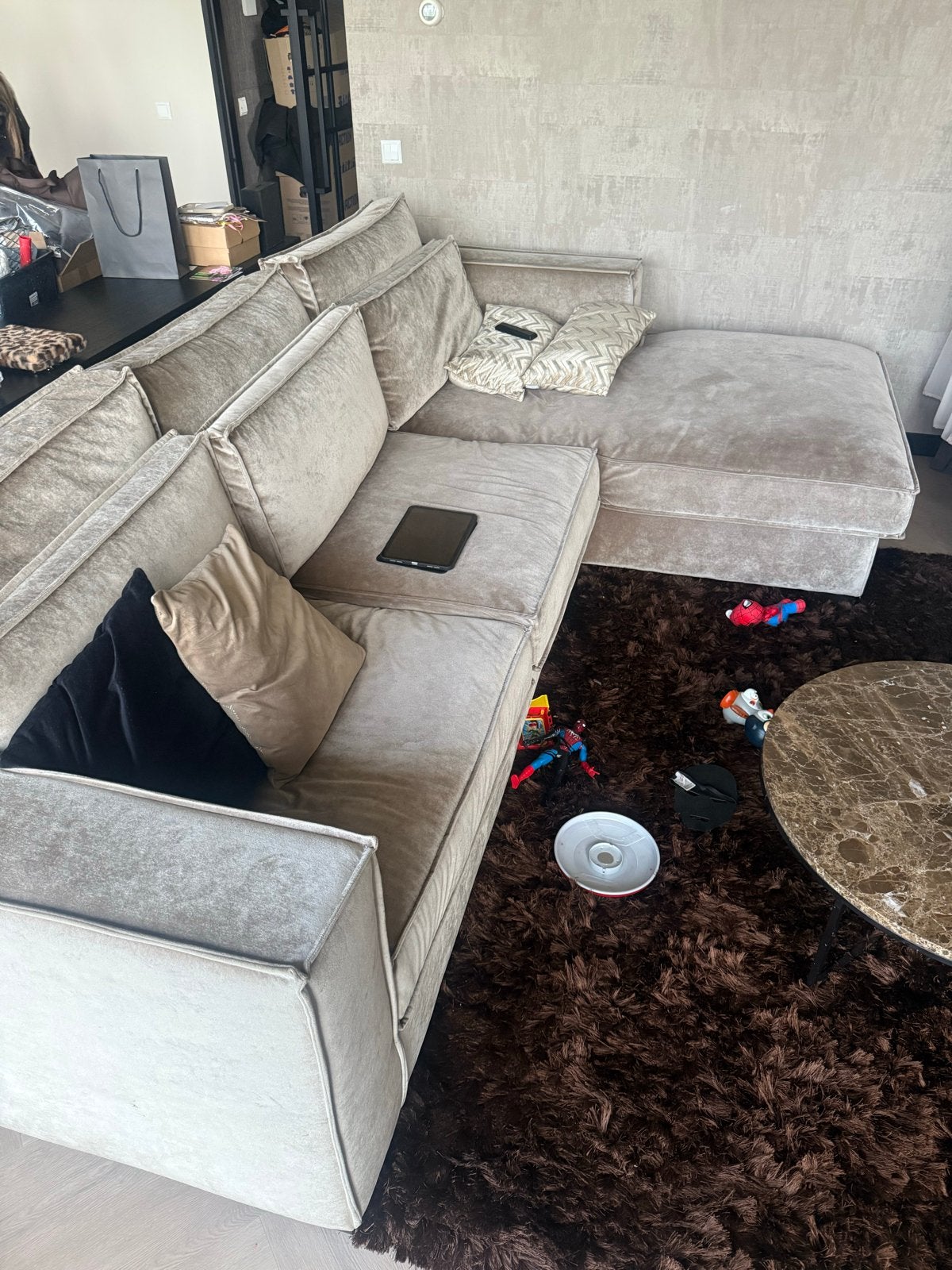 Luxe Eric Kuster stijl bank - Velours, Huis en Inrichting, 250 tot 300 cm, Gebruikt, Hoekbank, Ophalen of Verzenden