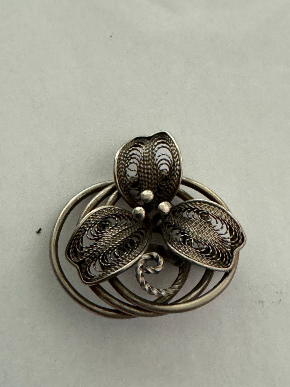 Vintage Broche Set: Bloemen en Filigraan, Ophalen of Verzenden, Gebruikt, 4 tot 7 cm, Zilver