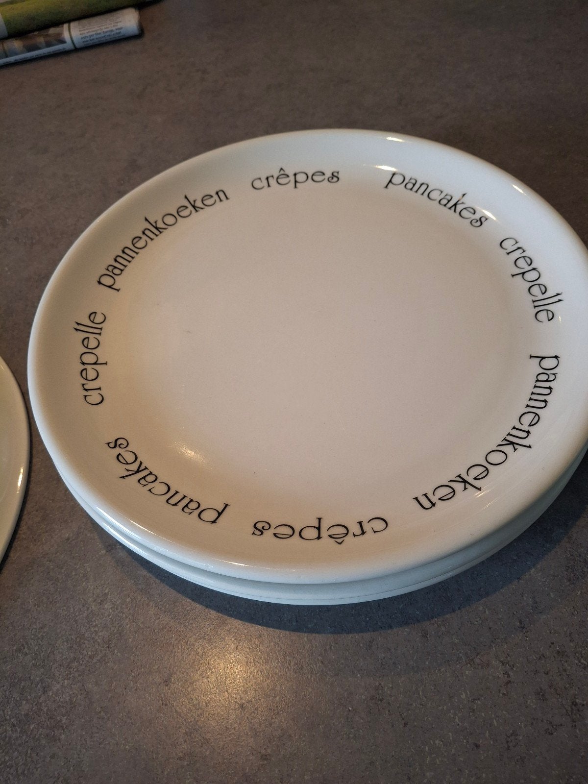 Set van 4 'Puur' pannenkoekenborden, Gebruikt, Overige merken, Keramiek, Ophalen of Verzenden