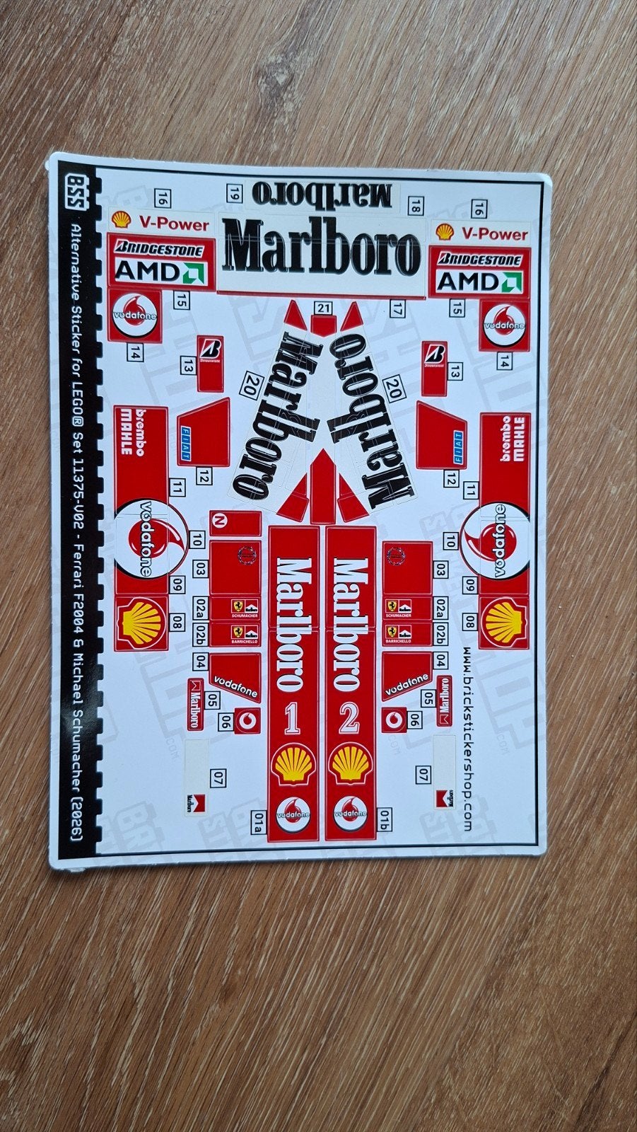 LEGO Ferrari F2004 Michael Schumacher Stickers (BSS), Ophalen of Verzenden, Nieuw
