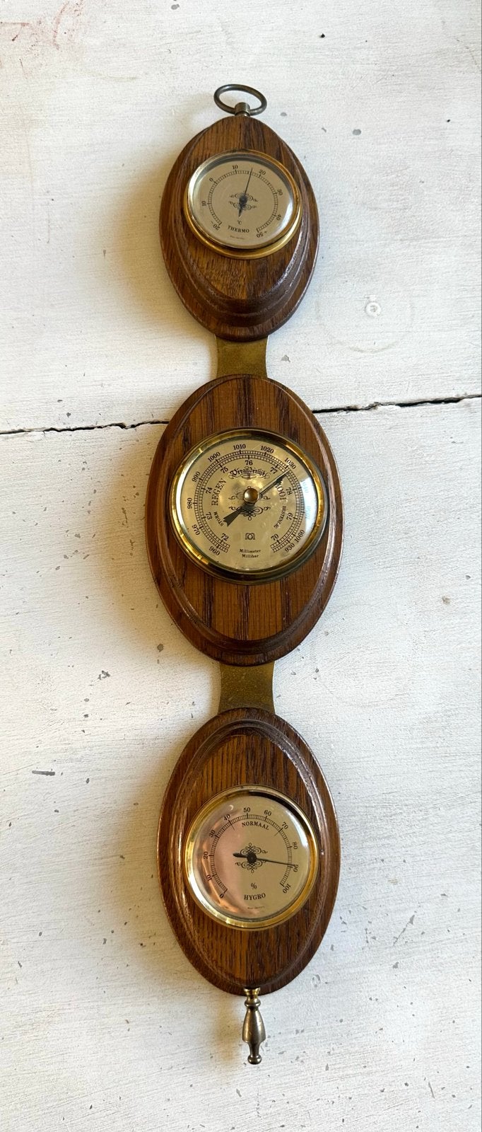 Vintage weerstation: barometer, thermometer en hygrameter, Audio, Tv en Foto, Ophalen of Verzenden, Gebruikt