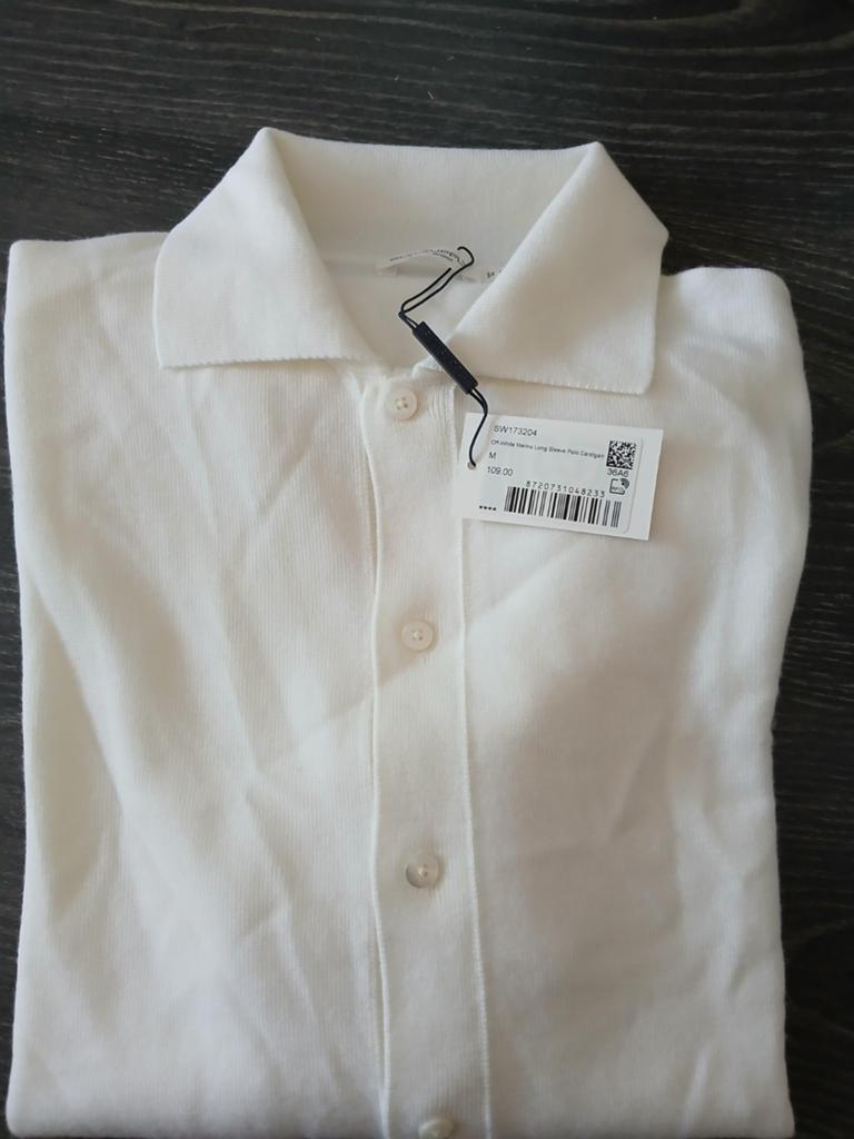 Suitsupply off-White Merino Long Sleeve Polo Cardidan maat M, Maat 48/50 (M), Wit, Nieuw, Ophalen of Verzenden