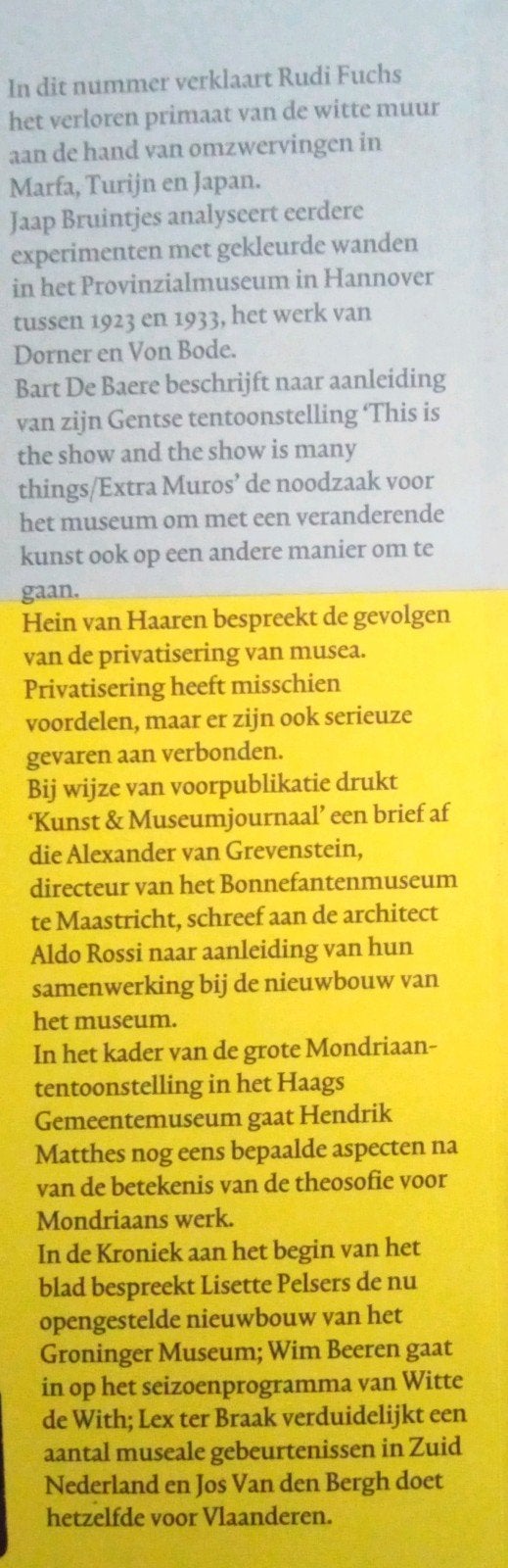 Kunst & Museumjournaal - Rudi Fuchs, Jaap Bruintjes, Ophalen of Verzenden, Gelezen