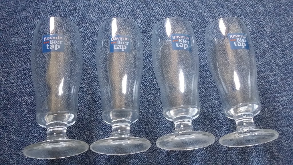4 oude Bavaria tapbier glazen, Ophalen of Verzenden, Gebruikt, Glas of Glazen, Bavaria
