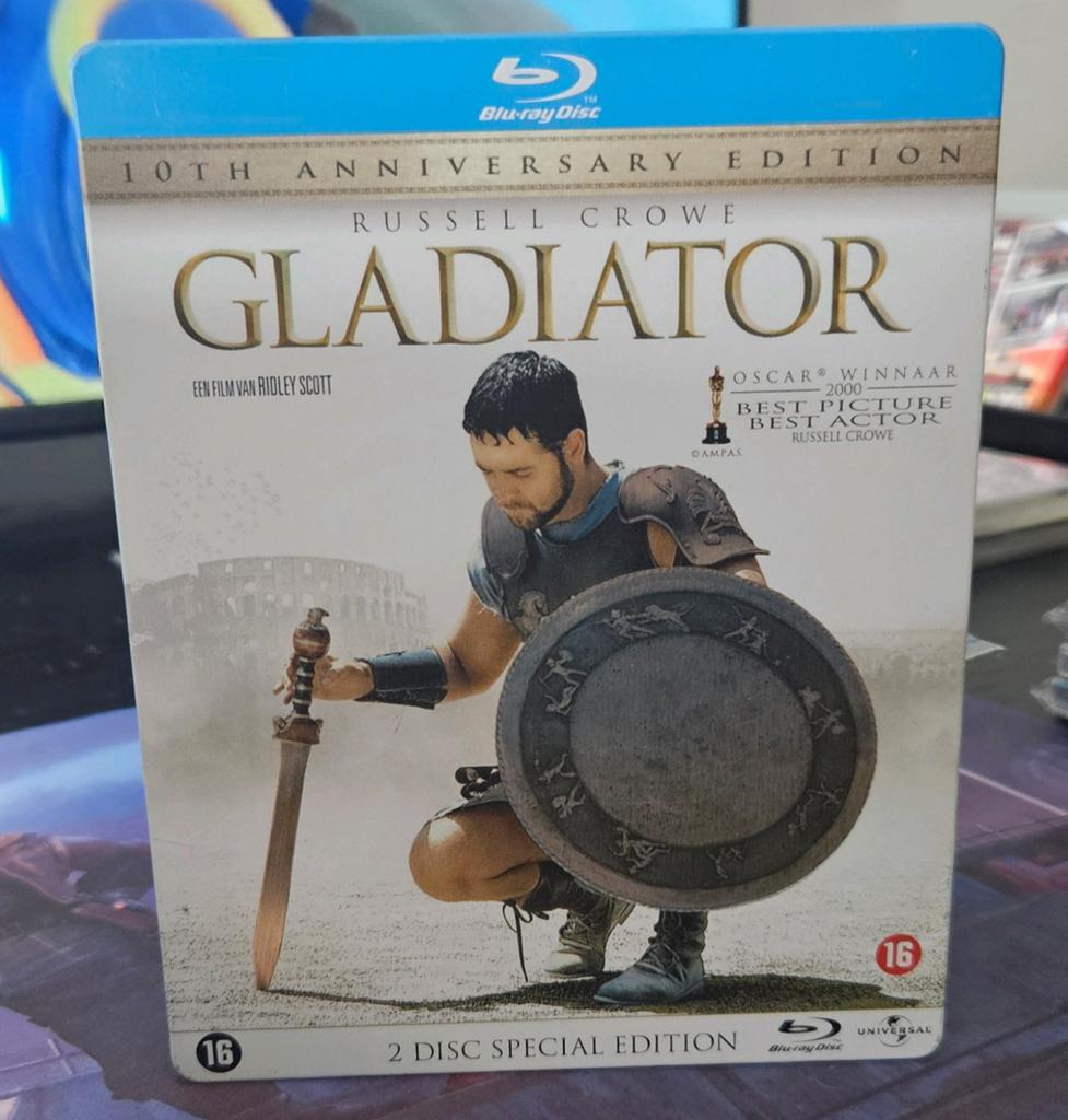 Gladiator 10th Aniverssary Edition Steelbook Blu-ray zgan, Ophalen, Zo goed als nieuw, Actie