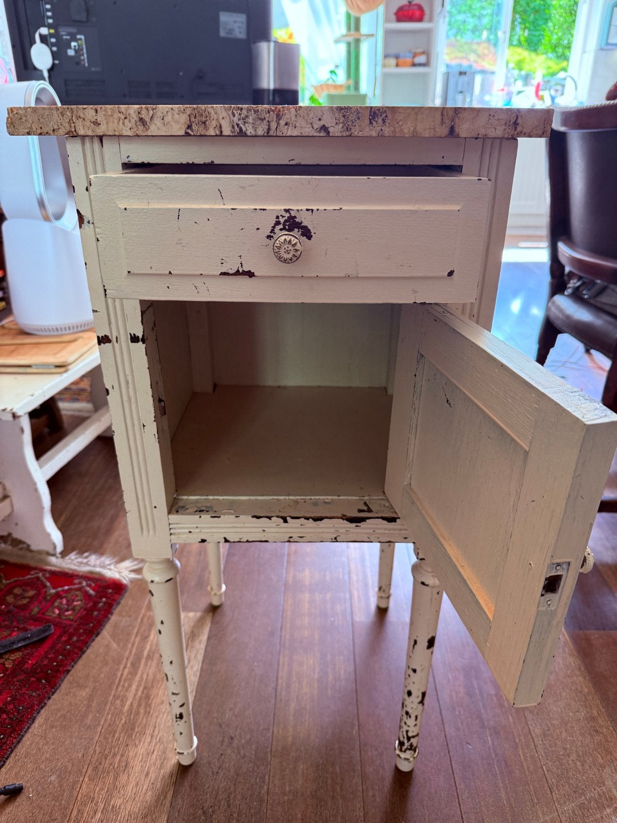 Nachtkastje met natuurstenen blad - 81x36x36 cm, Huis en Inrichting, Slaapkamer | Nachtkastjes, Ophalen, Overige materialen, Gebruikt