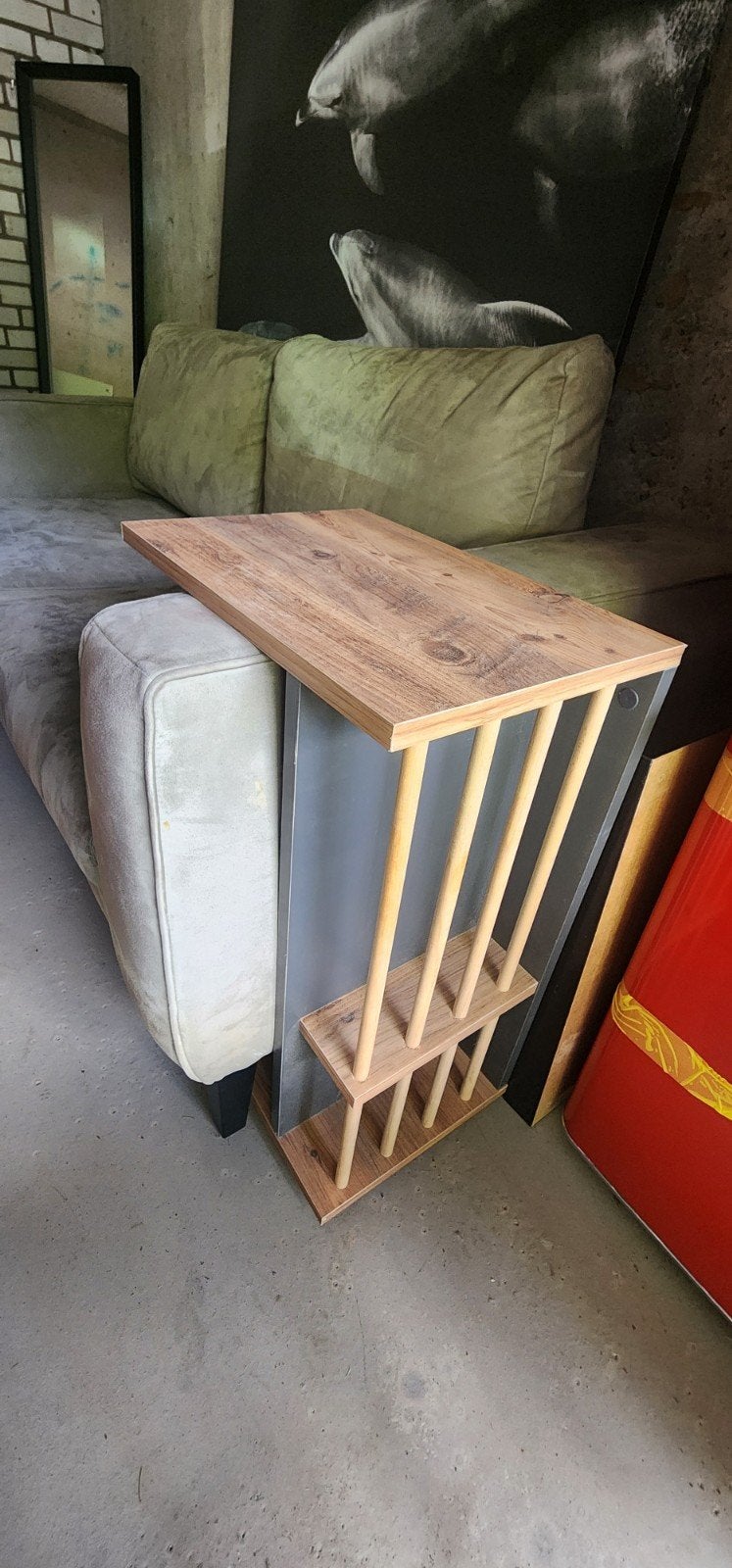 Bijzettafel voor bank 44x66cm met boekenrek, Ophalen of Verzenden
