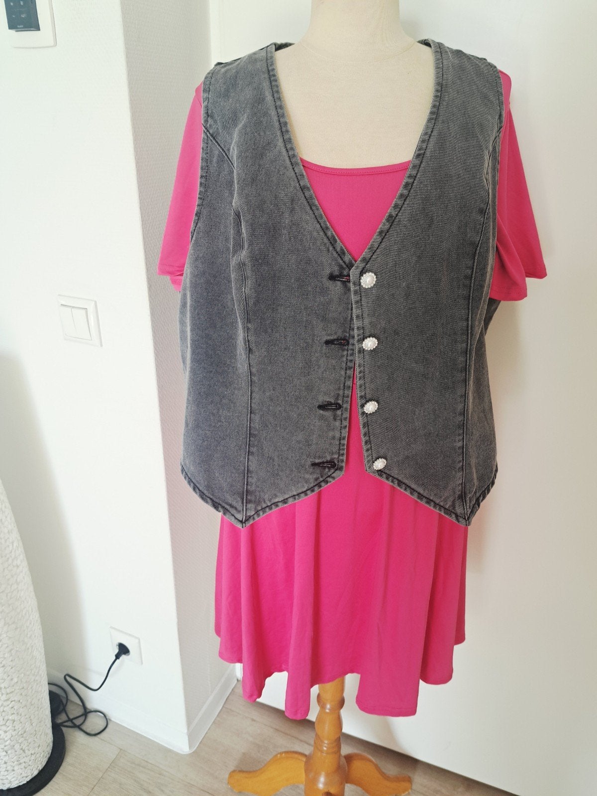 Denim gilet tot 44 grijs, Verzenden, Zo goed als nieuw, Grijs
