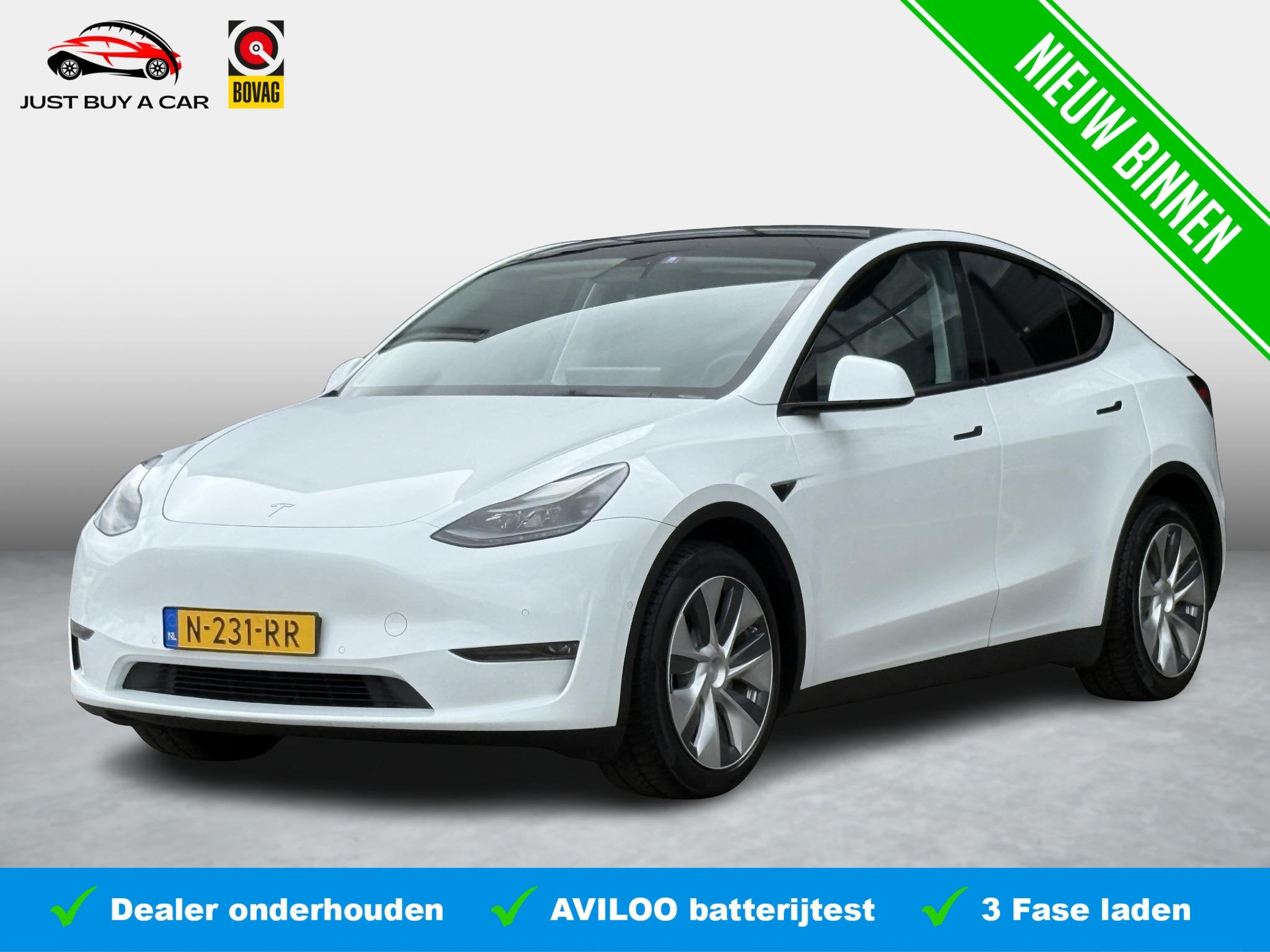 Tesla Model Y Long Range AWD 75 kWh SOH 87,8% / Autopilot /, Stof, Gebruikt, Met garantie (alle), Origineel Nederlands