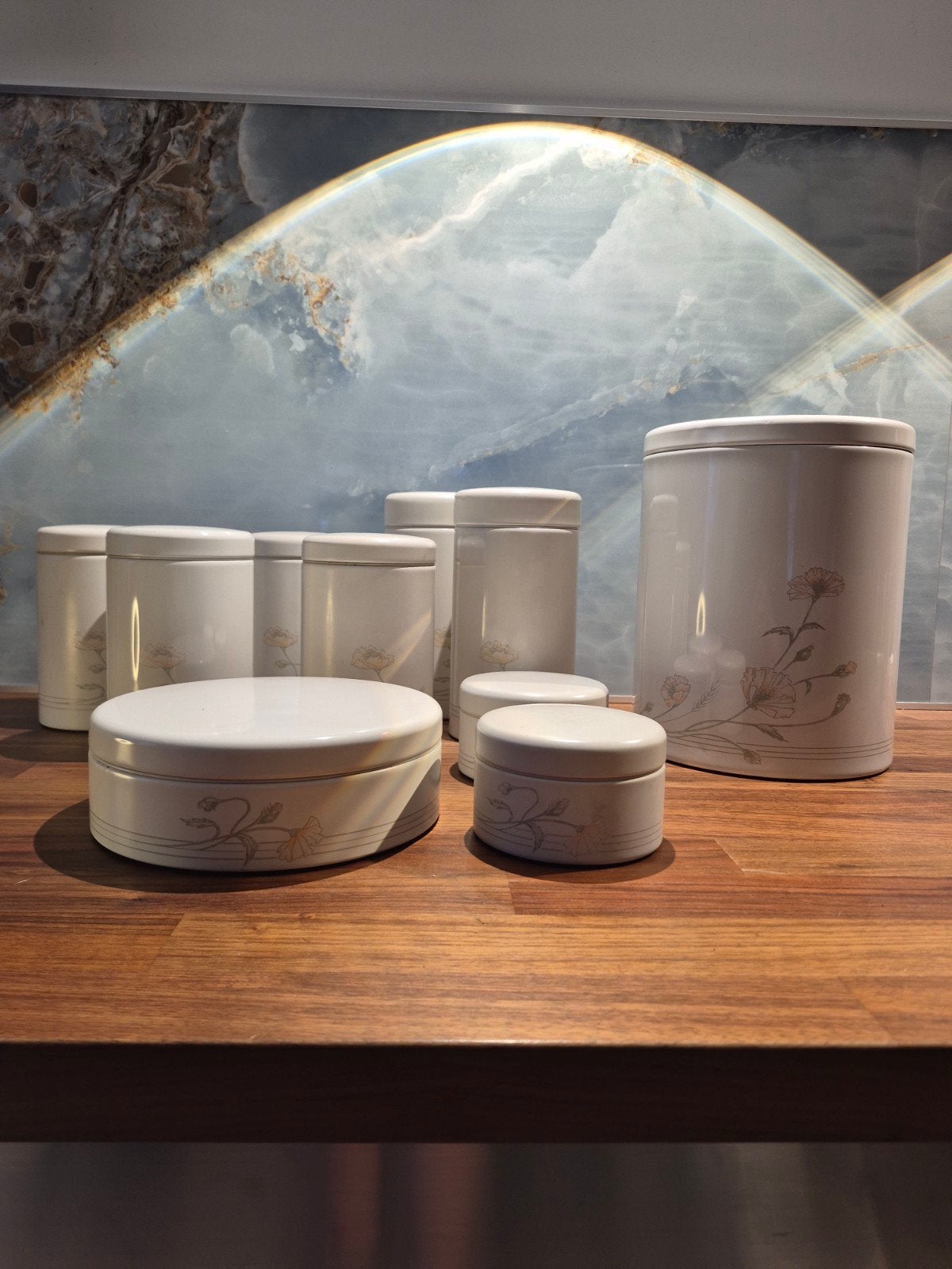Vintage Brabantia set - 10 stuks, Beige, Gebruikt, Ophalen of Verzenden, Voorraadpot
