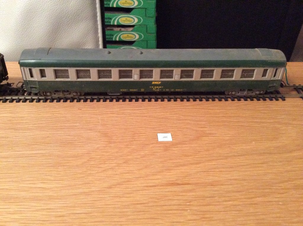 Jouef groen SNCF personenrijtuig - vintage modelspoor, Gebruikt, Gelijkstroom, Jouef, Wagon