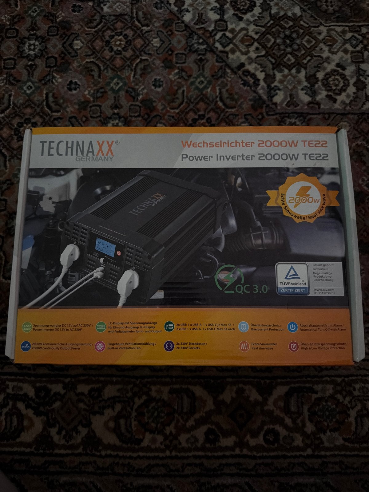 Technaxx TE22 2000W Pure Sinus Omvormer, Auto diversen, Ophalen of Verzenden, Zo goed als nieuw
