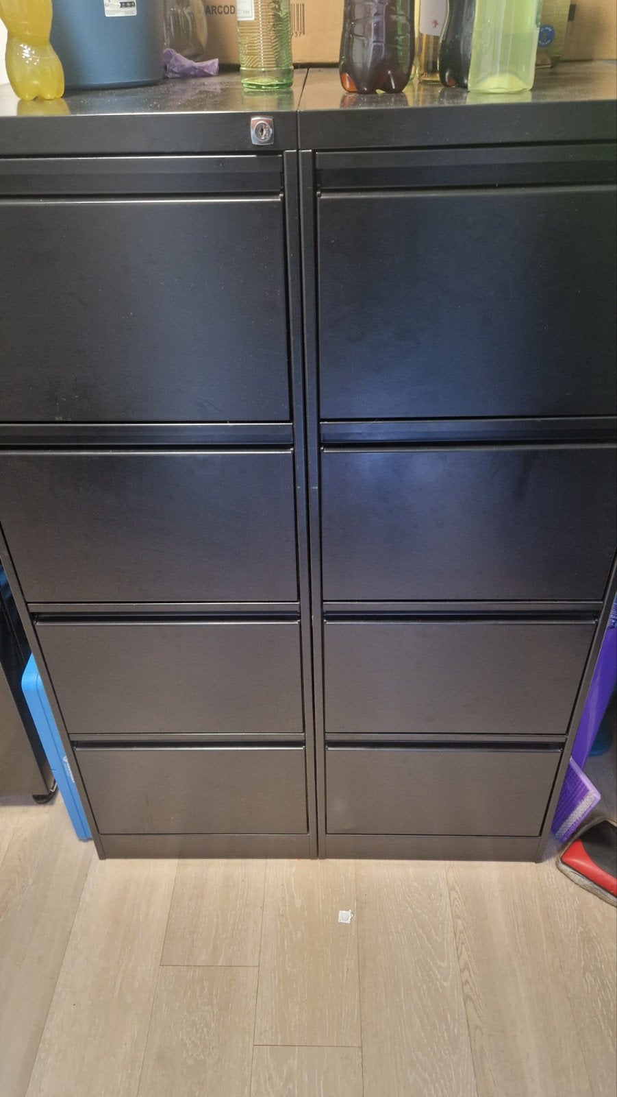 Archiefkast voor hangmappen. Metaal/zwart/4 lades, Ophalen, 100 tot 150 cm, 50 tot 100 cm, Metaal