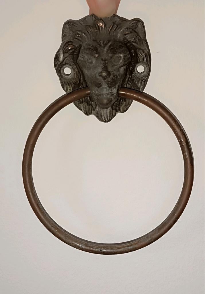 Antieke Deurklopper Leeuwenkop – Messing/Gietijzer, Ophalen of Verzenden