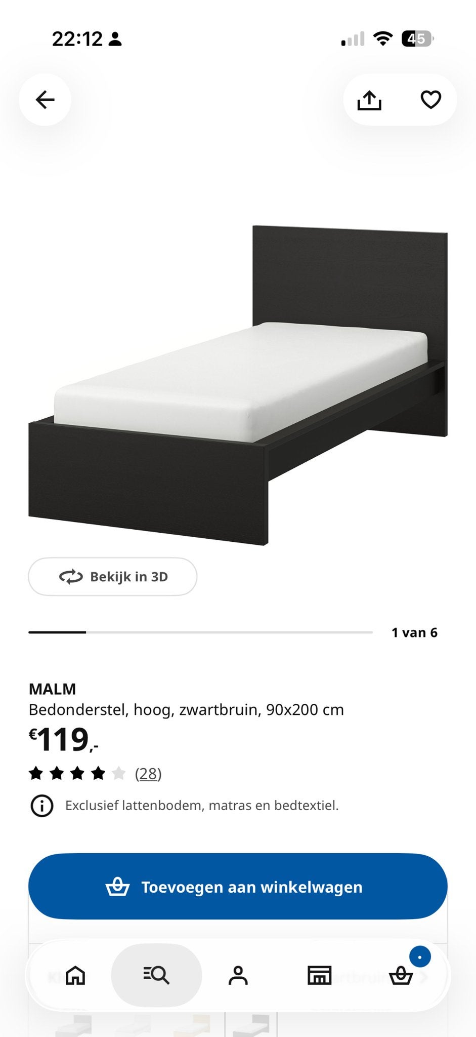 MALM Bedonderstel, hoog, zwartbruin, 90x200 cm, Ophalen, 90 cm, Eenpersoons, Zwart