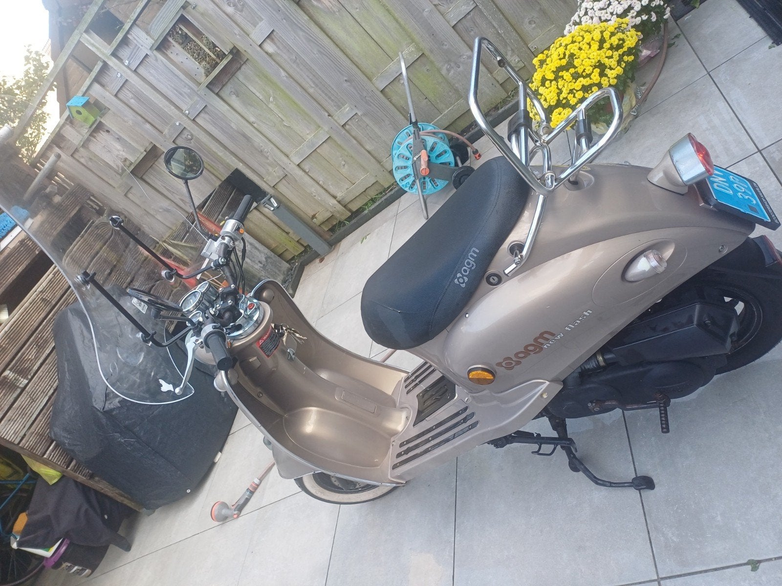 AGM New Flash Scooter - 25 km/u - Blauw Kenteken, Ophalen, Gebruikt, Benzine, Overige merken