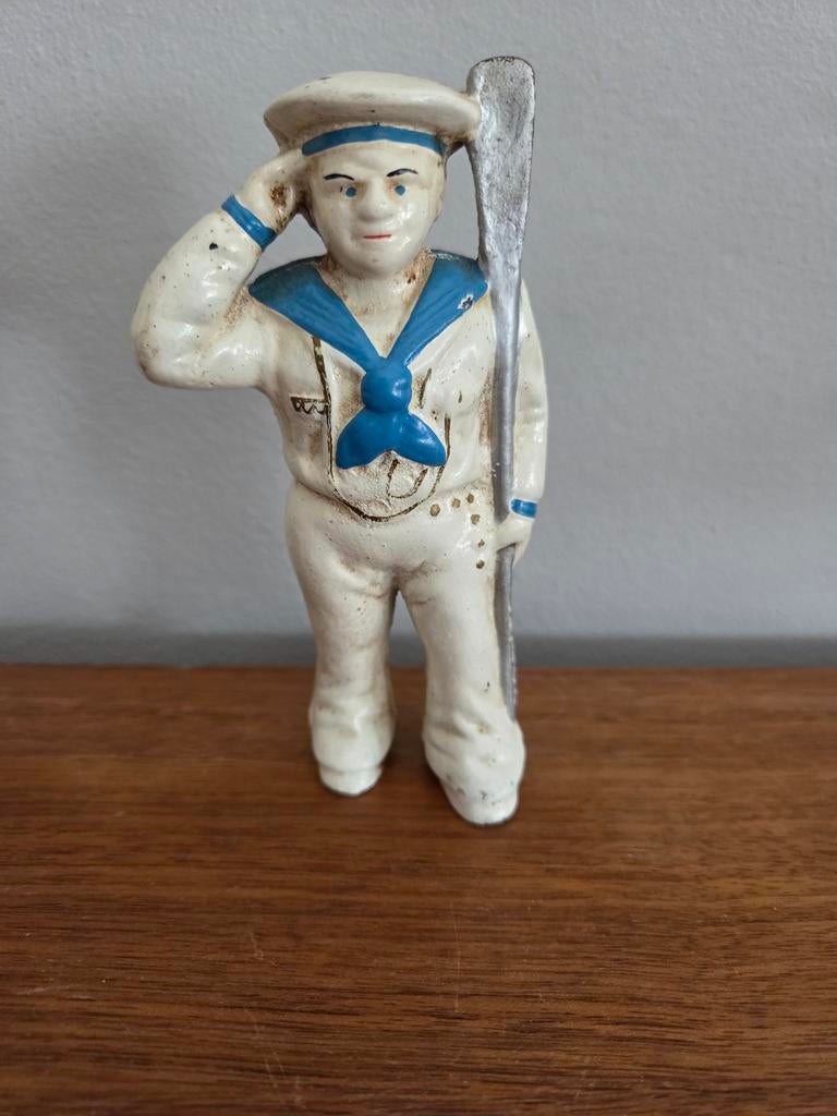 vintage sailor iron piggy bank, Ophalen of Verzenden