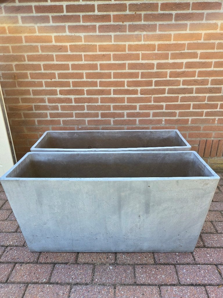 2 betonlook plantenbakken, Ophalen, Kunststof, Gebruikt, 100 cm of meer