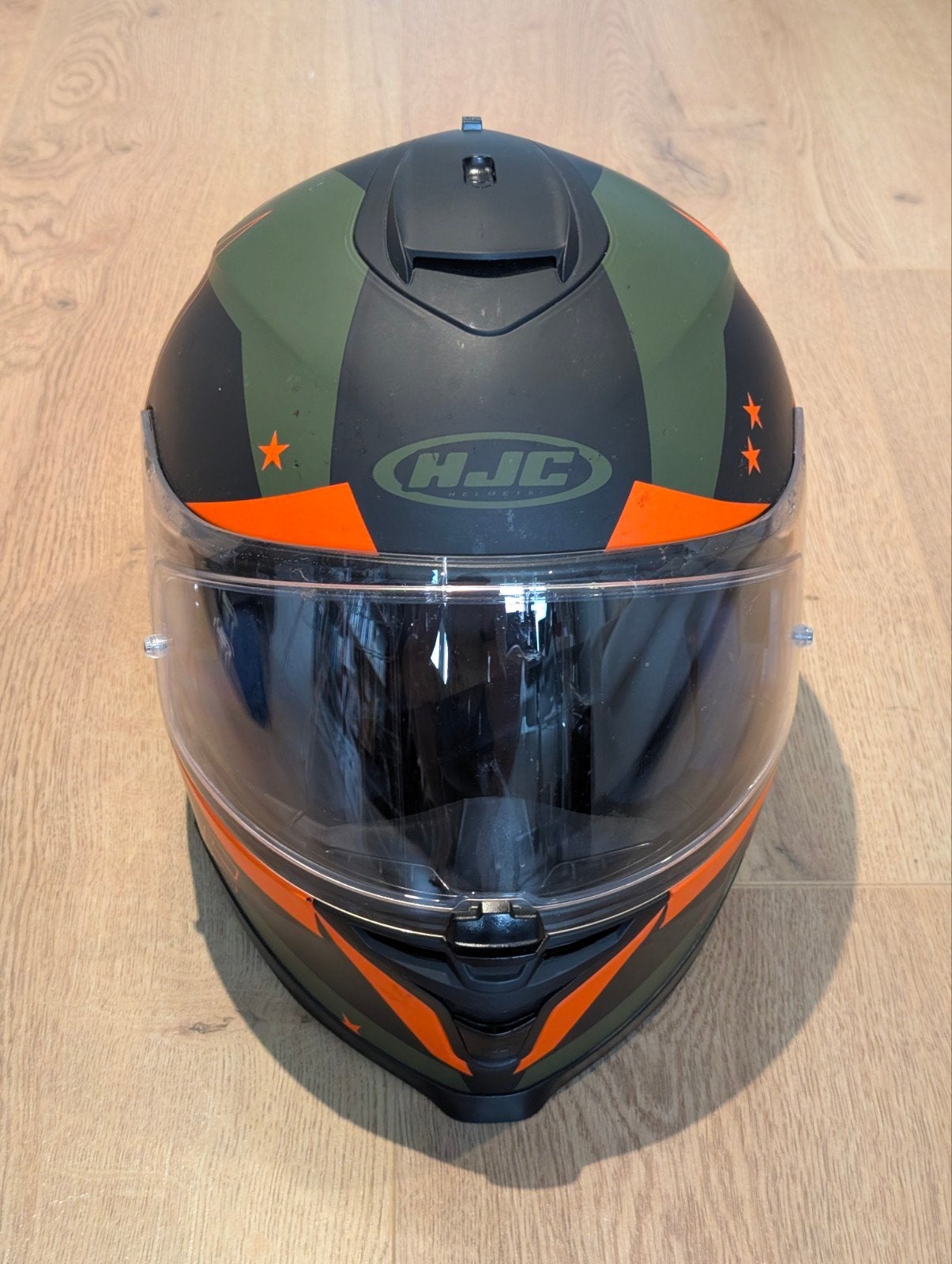 HJC IS-17 Armada MC7F Motorhelm – Mat Groen/Oranje/Zwart – M, Ophalen, M, Heren, HJC