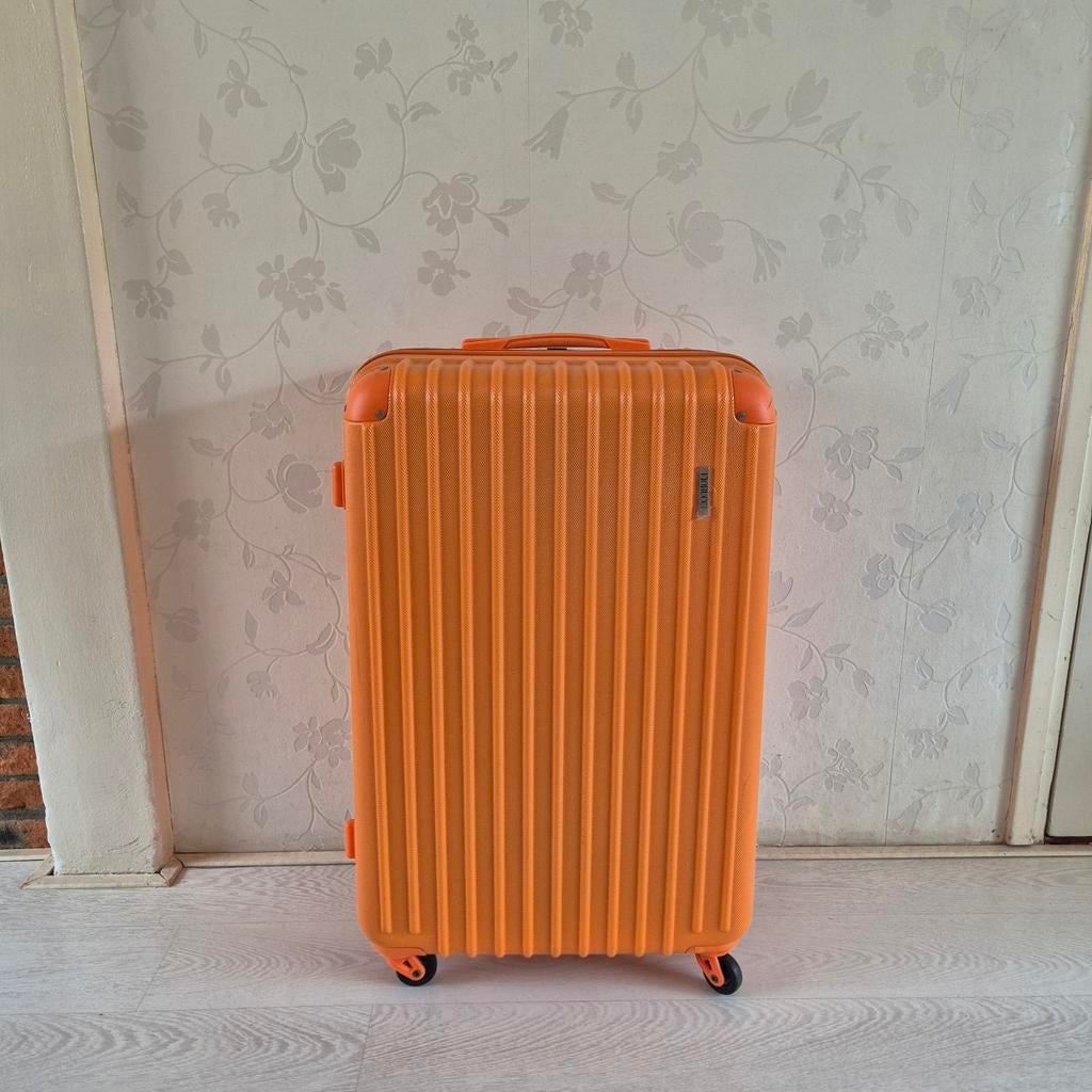 Fiorucci oranje koffer van kunststof, Hard kunststof, 45 tot 55 cm, Zo goed als nieuw, 70 cm of meer