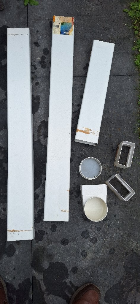 vlakkanaal buis 110x55 mm wit kunststof + verloop 100 mm., Ophalen, Gebruikt, Afzuiger