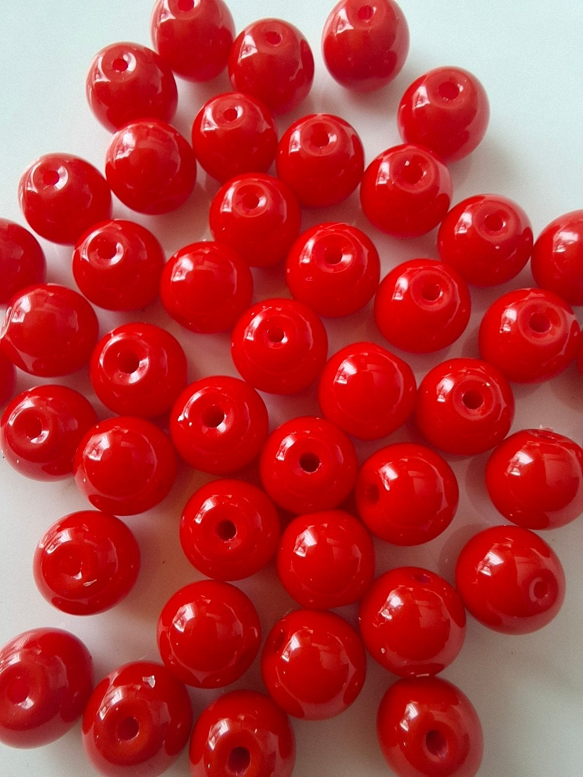 44 stuks 8 mm glaskralen rood kralen partij, Kraal, -, -, Nieuw