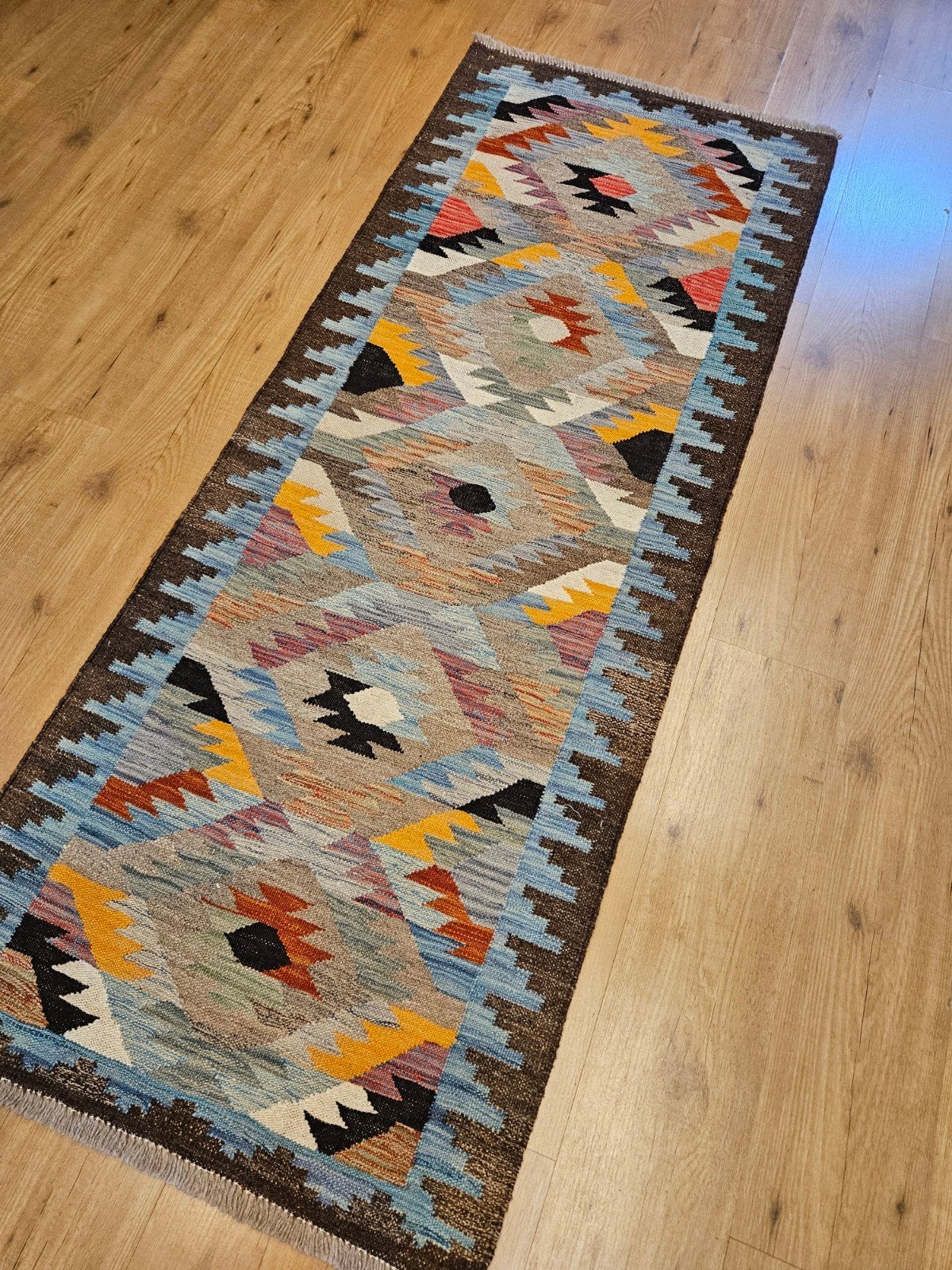 Handgeweven oosterse wollen kelim loper 197x75, Info@SlatsAntiek.nl, Crème, Vof Slats Antiek, Kelim