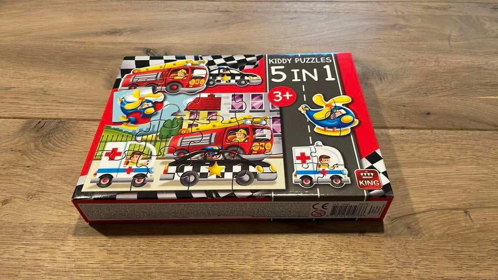 5-in-1 puzzle brandweer, Ophalen of Verzenden, 10 tot 50 stukjes, Zo goed als nieuw, 2 tot 4 jaar