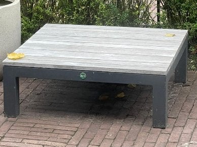 Vierkante loungetafel voor buiten, Tuin en Terras, Ophalen, Gebruikt, Vierkant, Hout