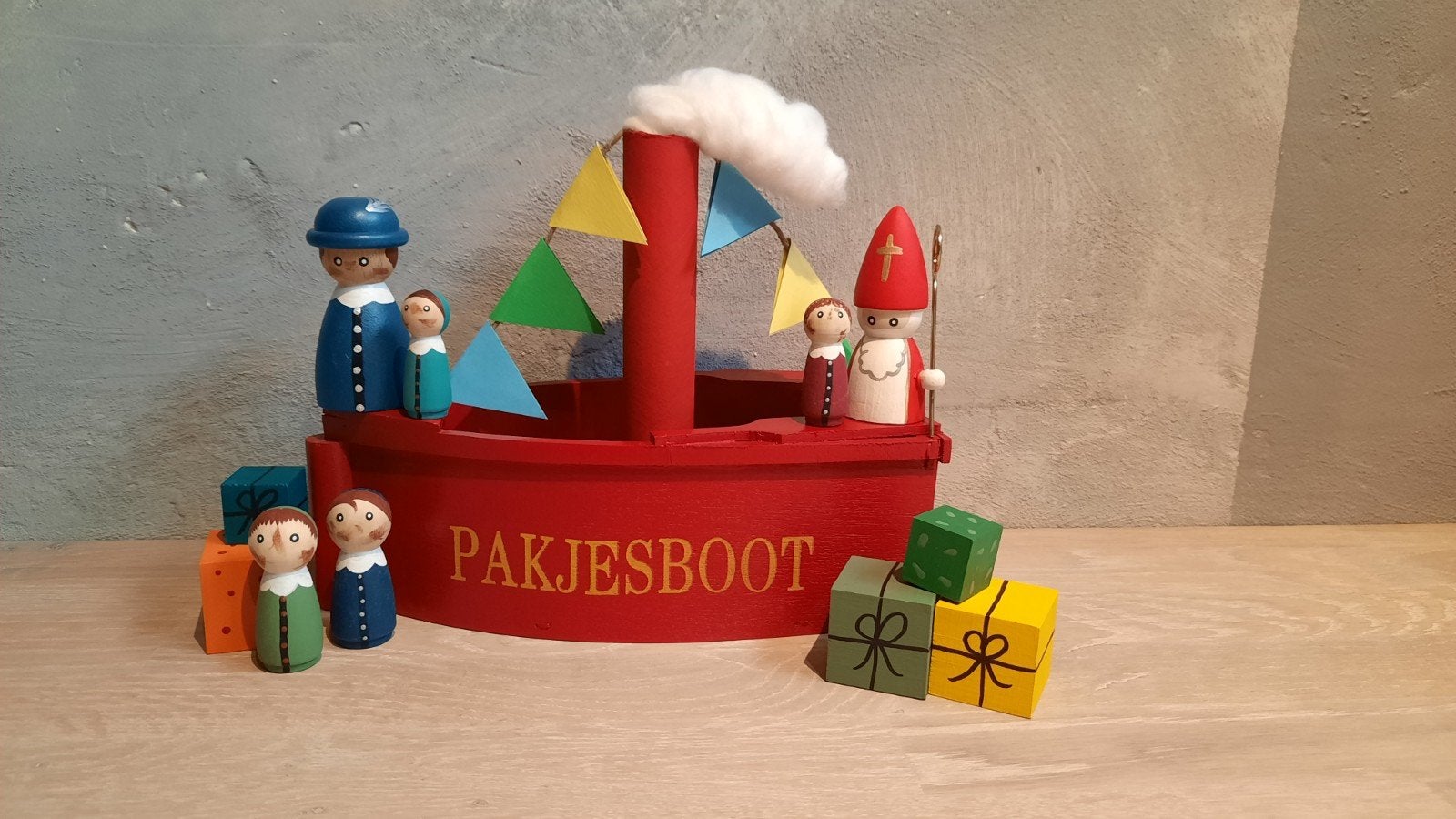 Pakjesboot met peg dolls., Ophalen of Verzenden