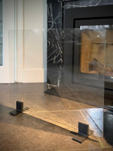 haardscherm gehard glas, Huis en Inrichting, Haarden, Ophalen of Verzenden, Gebruikt, Vrijstaande haard, Houthaard