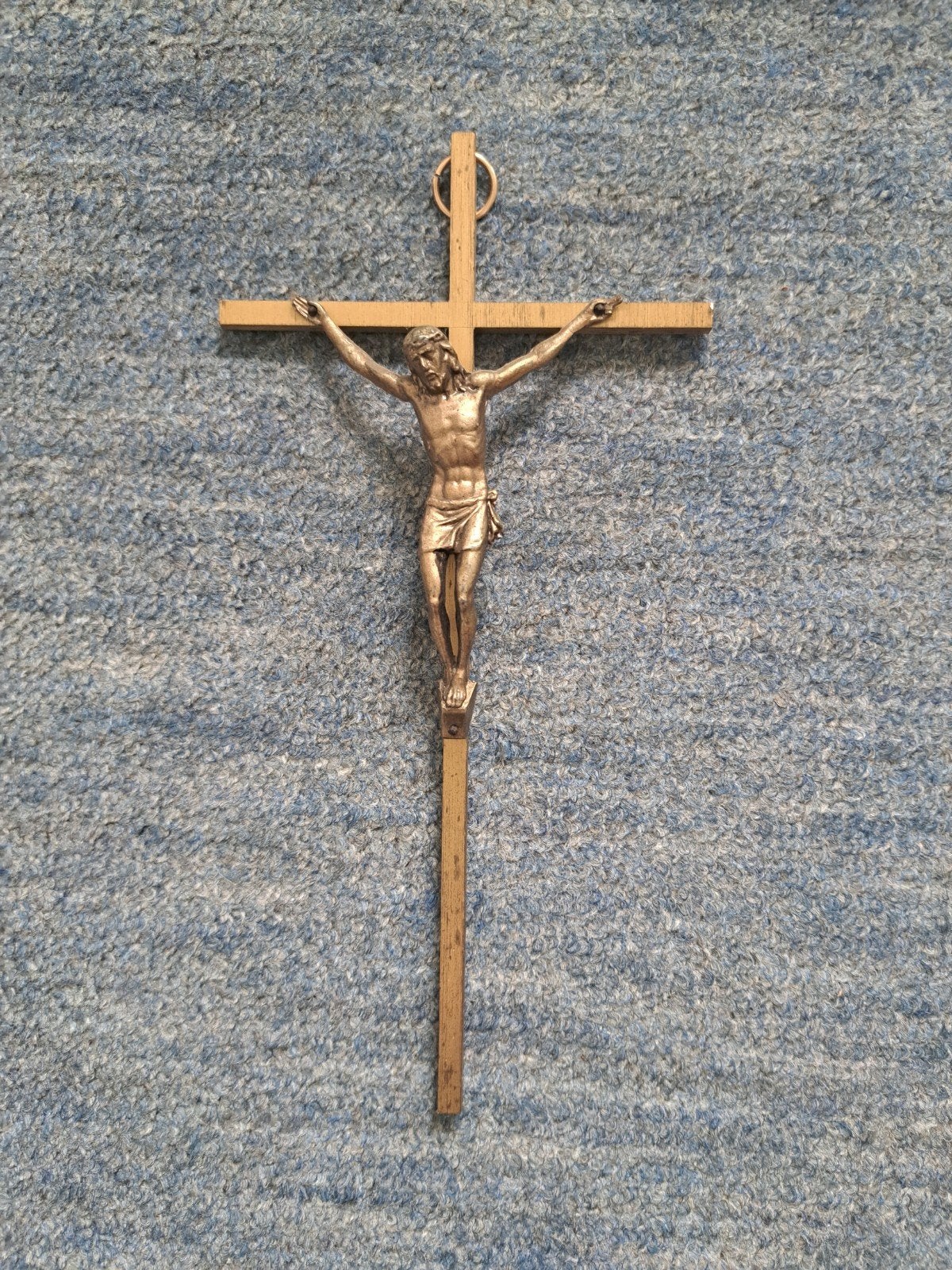 Vintage Jezus kruisbeeld met metalen corpus, Ophalen of Verzenden